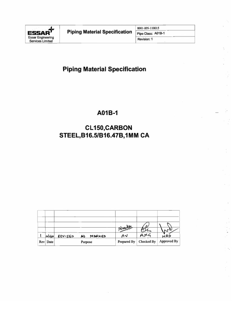 Piping Specifications
