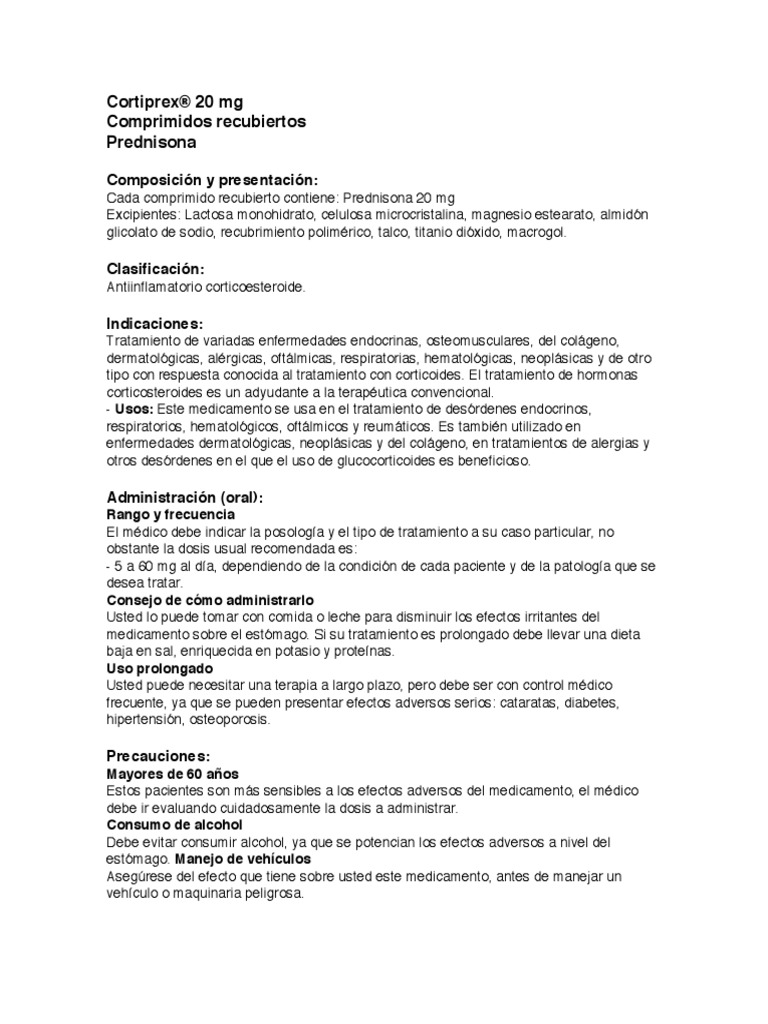Cortiprex® 20 MG | PDF | Corticosteroides | Medicamentos con receta