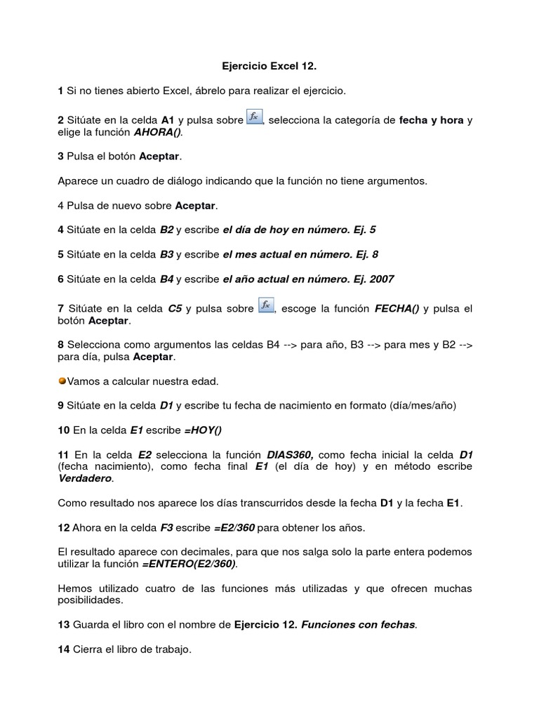 Ejercicio Excel Pdf