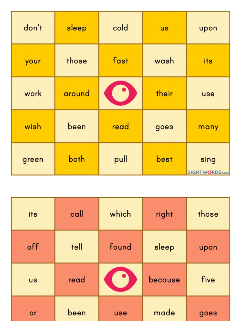 Sight Words Bingo Dolch 2nd Grade | PDF