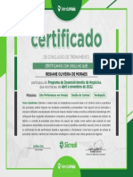 Certificado Sicredi Cerrado Regiane Oliveira de Moraes