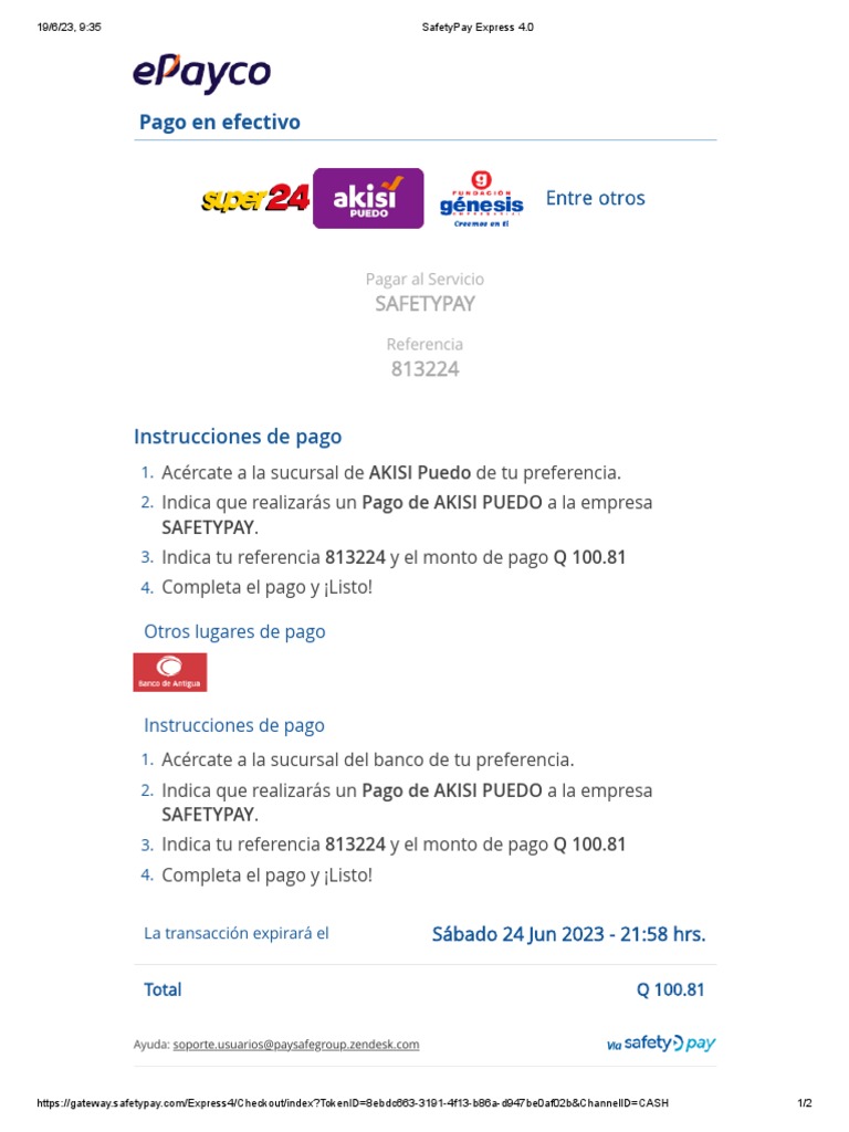 Instrucciones de Pago con SafetyPay | PDF