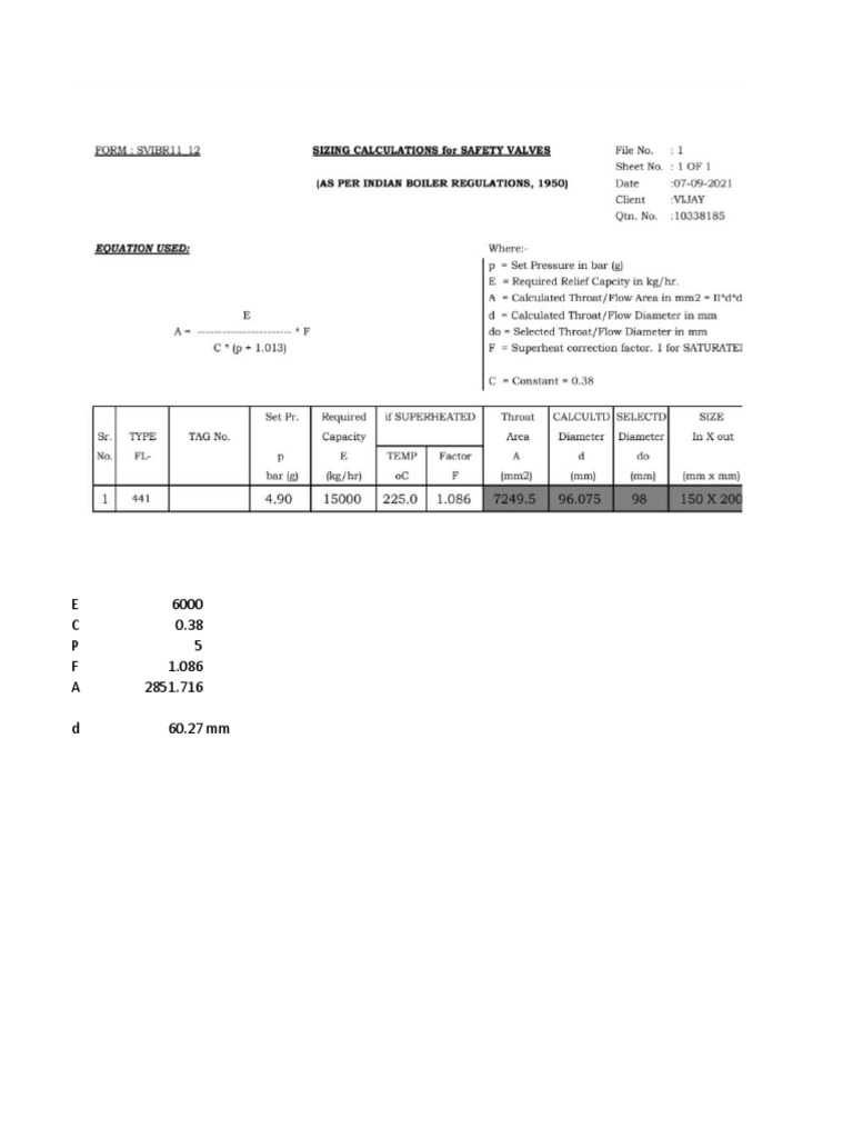 PSV Sizing | PDF