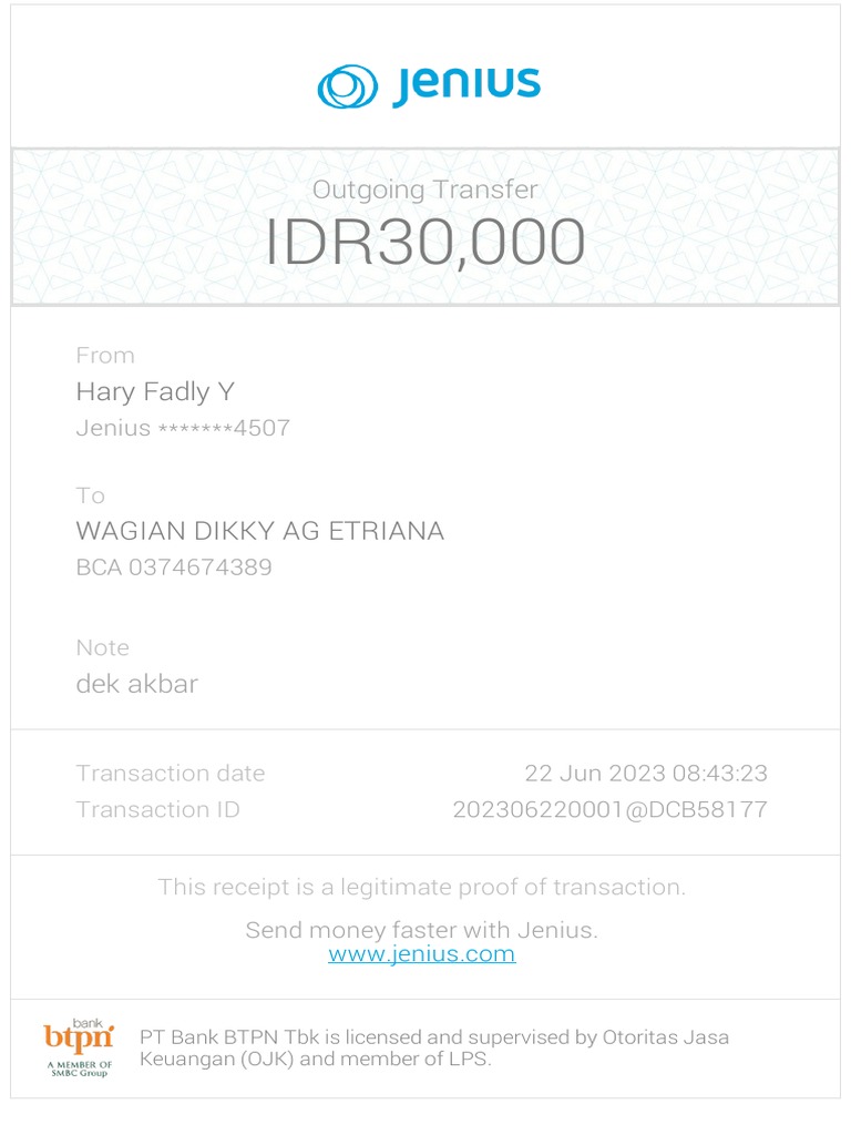 Jenius Ereceipt 202306220001@DCB58177 | PDF