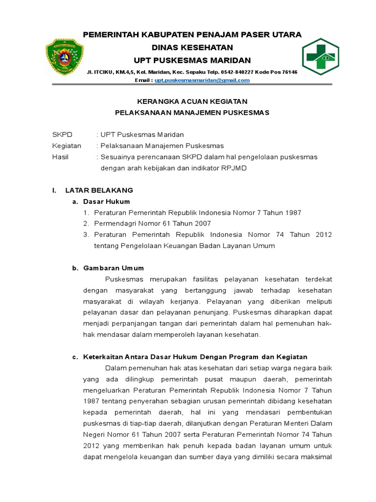 Manajemen Puskesmas Maridan 2022 | PDF