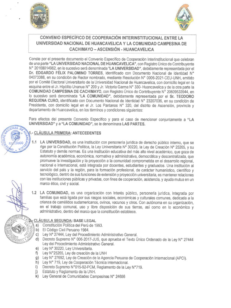 Convenio Marco de Cooperación Interinstitucional Entre La Universidad ...