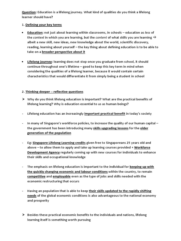 Education As A Lifelong Journey Pdf Lifelong Learning Learning