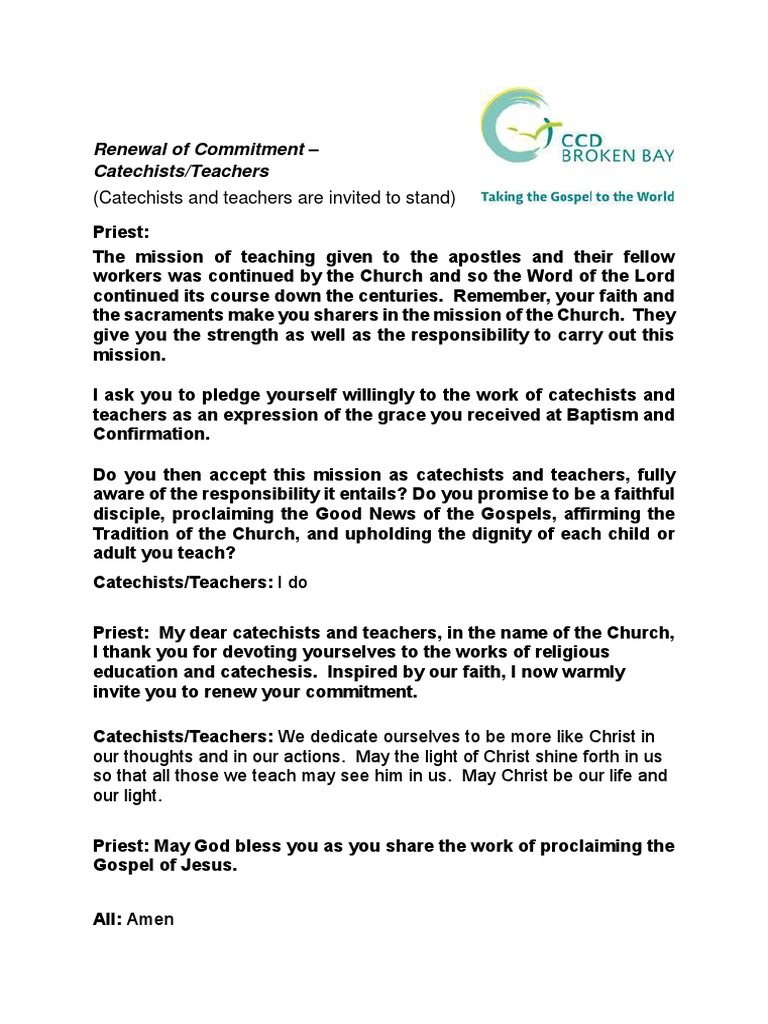 Renewal of Commitment for Catechists | PDF