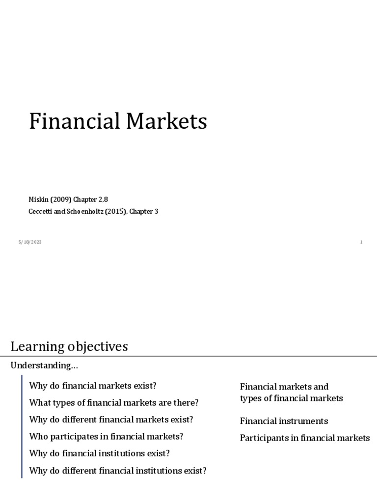 Overview of Financial Markets and Instruments | PDF | Bonds (Finance ...