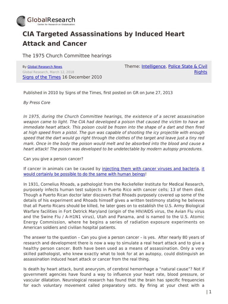 CIA Targeted Assassinations by Induced Heart Attack and Cancer | PDF ...
