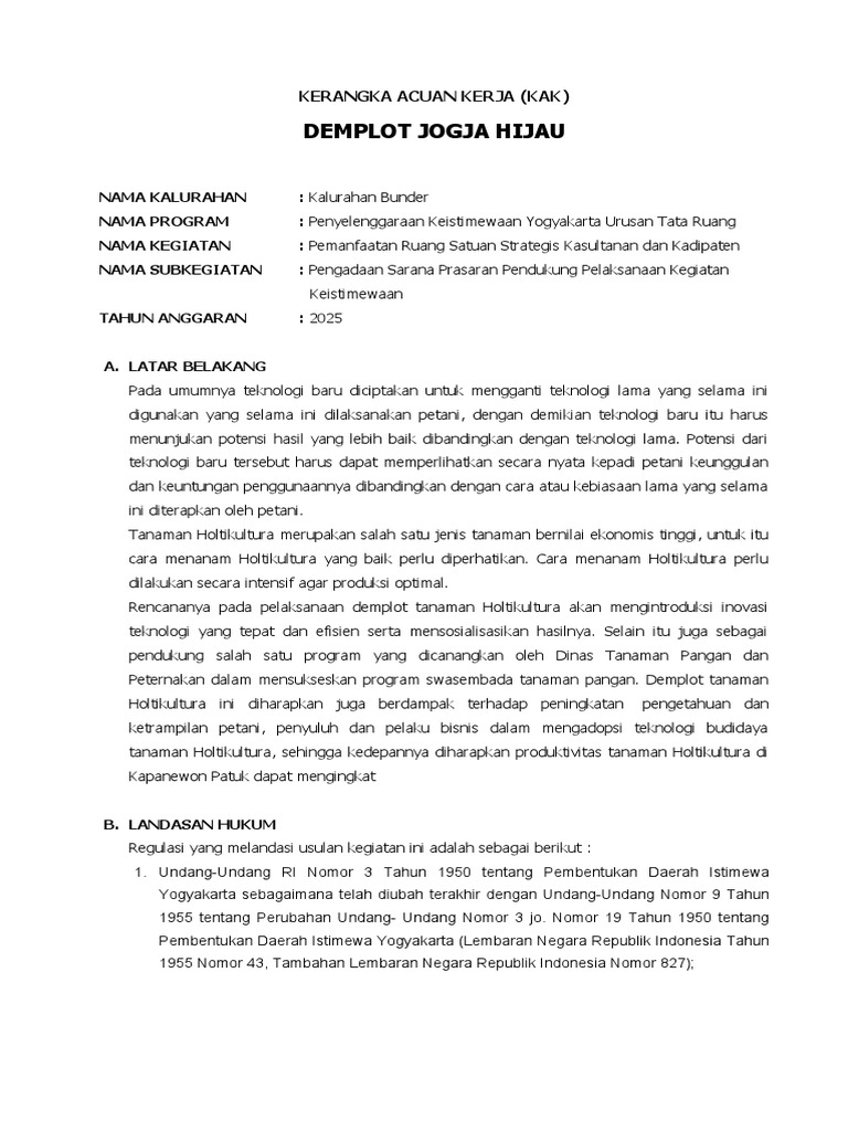 Demplot Holtikultura Kalurahan Bunder | PDF