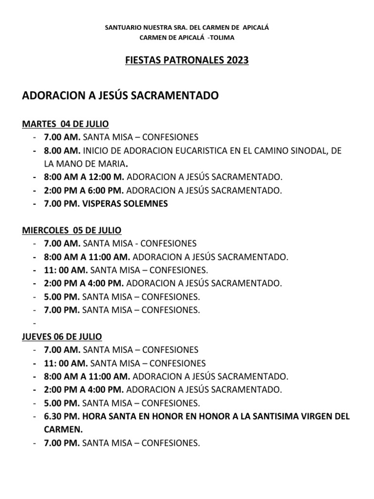 Fiestas 2023 | PDF | Rituales | Creencia y doctrina cristiana