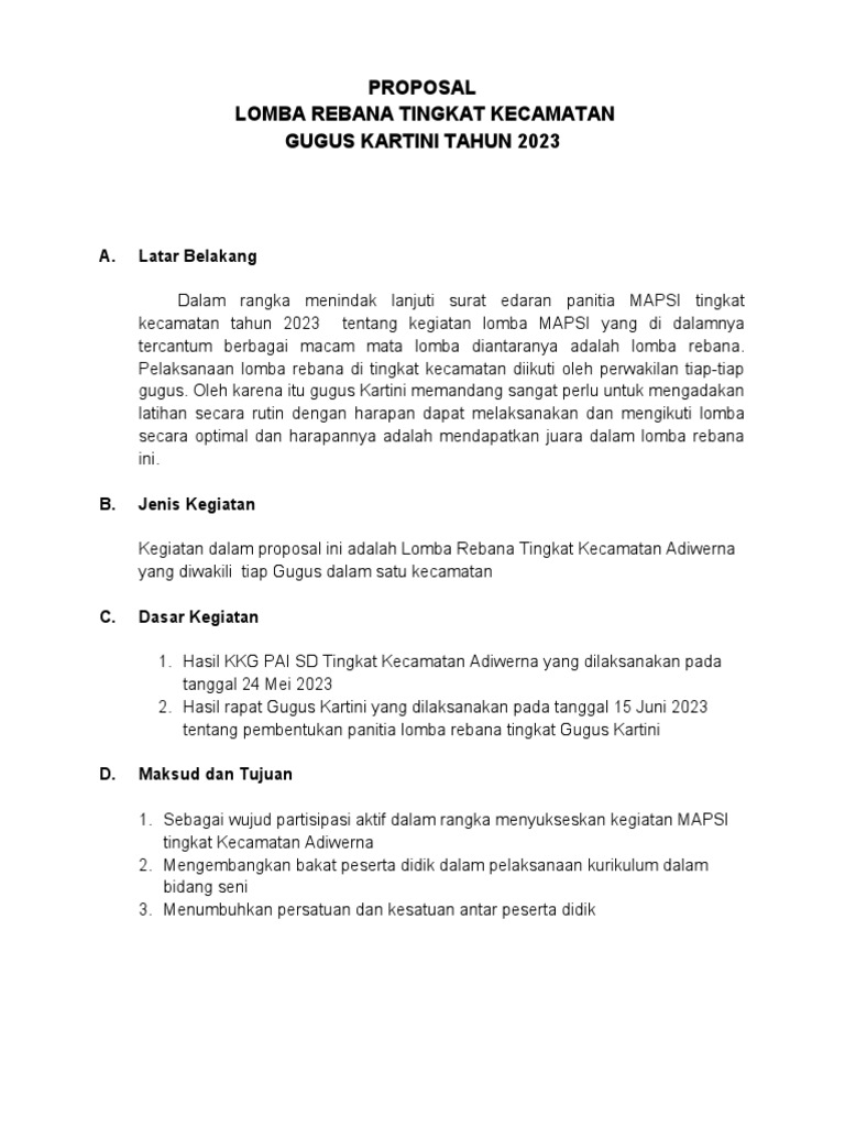 Proposal Lomba Rebana 2023 | PDF