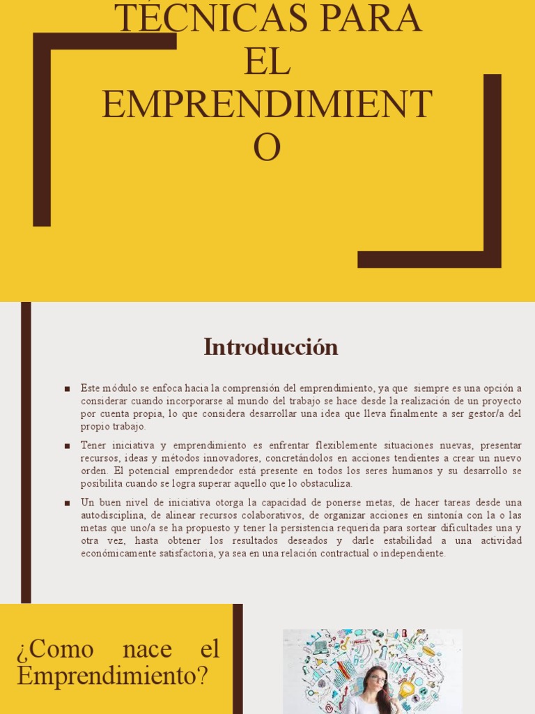 Técnicas para el Emprendimiento Efectivo | PDF | Iniciativa empresarial ...