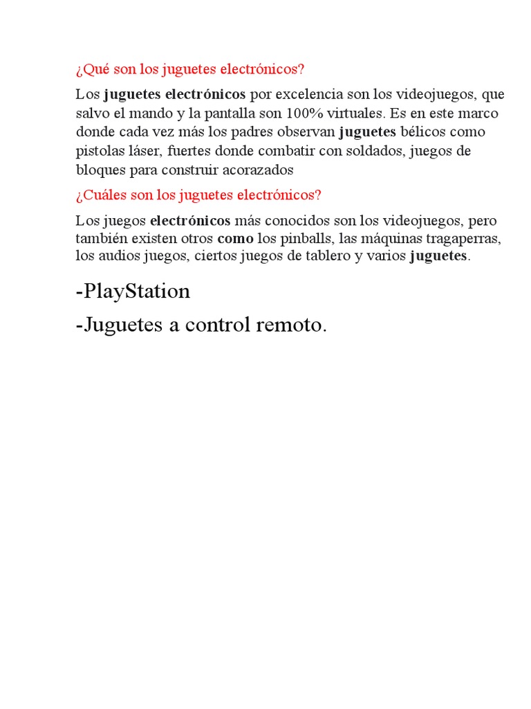 Qué Son Los Juguetes Electrónicos PDF