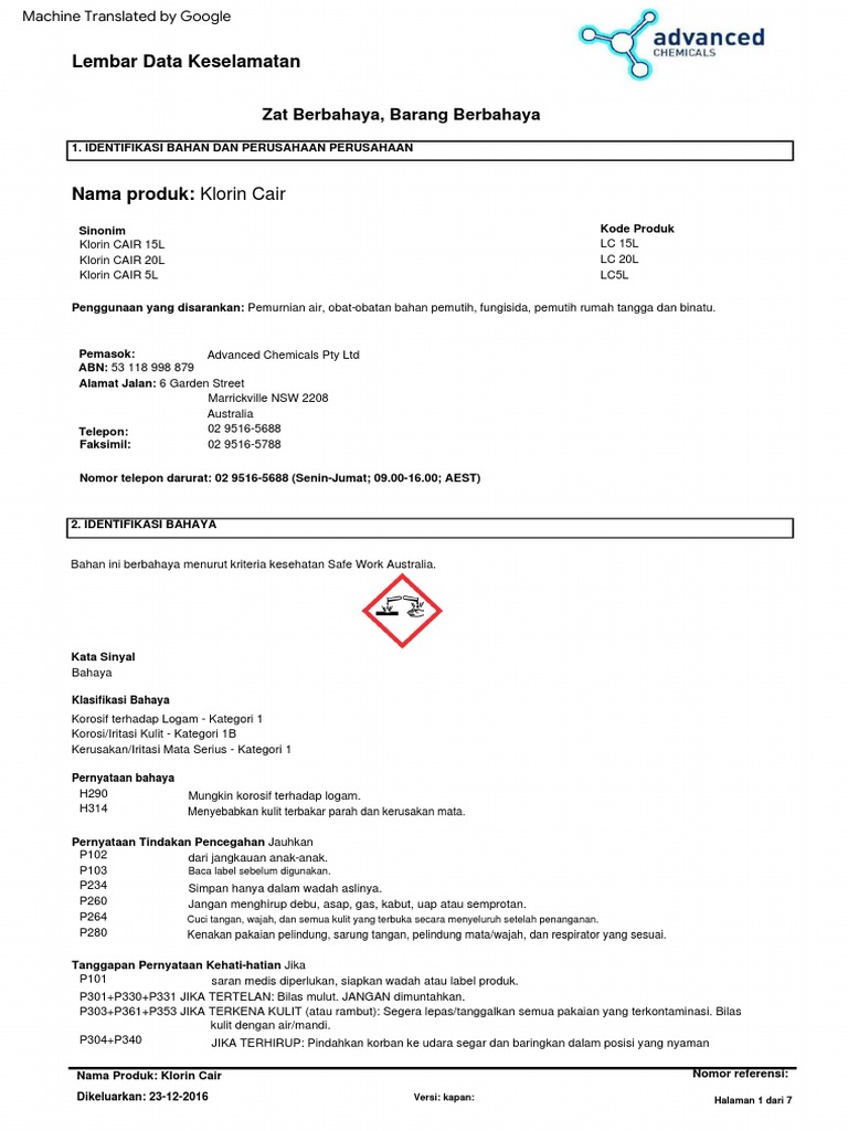Liquid ChlorineSds PDF