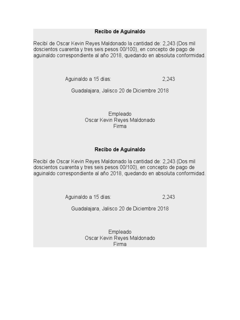 Recibo de Aguinaldo | PDF