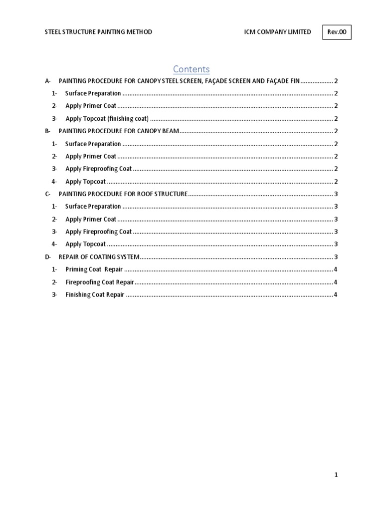 Method statement painting for steel structure pdf