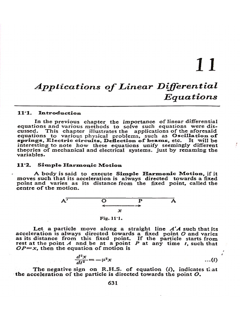 Applications of Linear Differential Equations | PDF