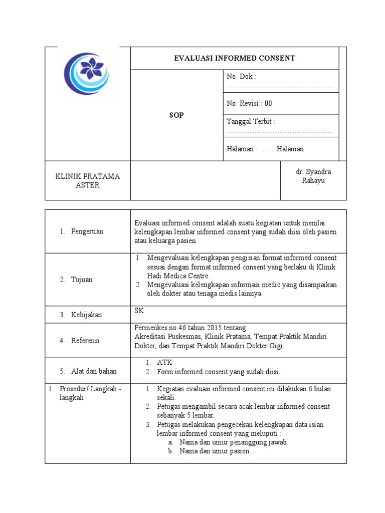 Evaluasi Informed Consent Klinik Aster | PDF | Pengelolaan Keuangan ...