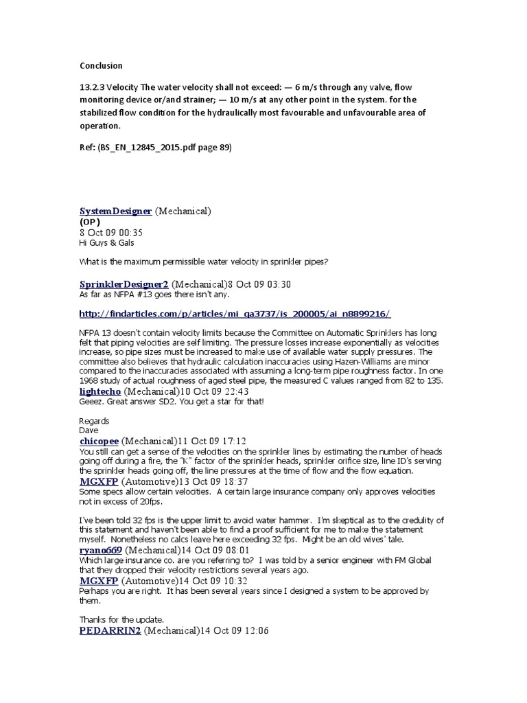 Pipe Velocity Download Free Pdf Fire Sprinkler System Plumbing
