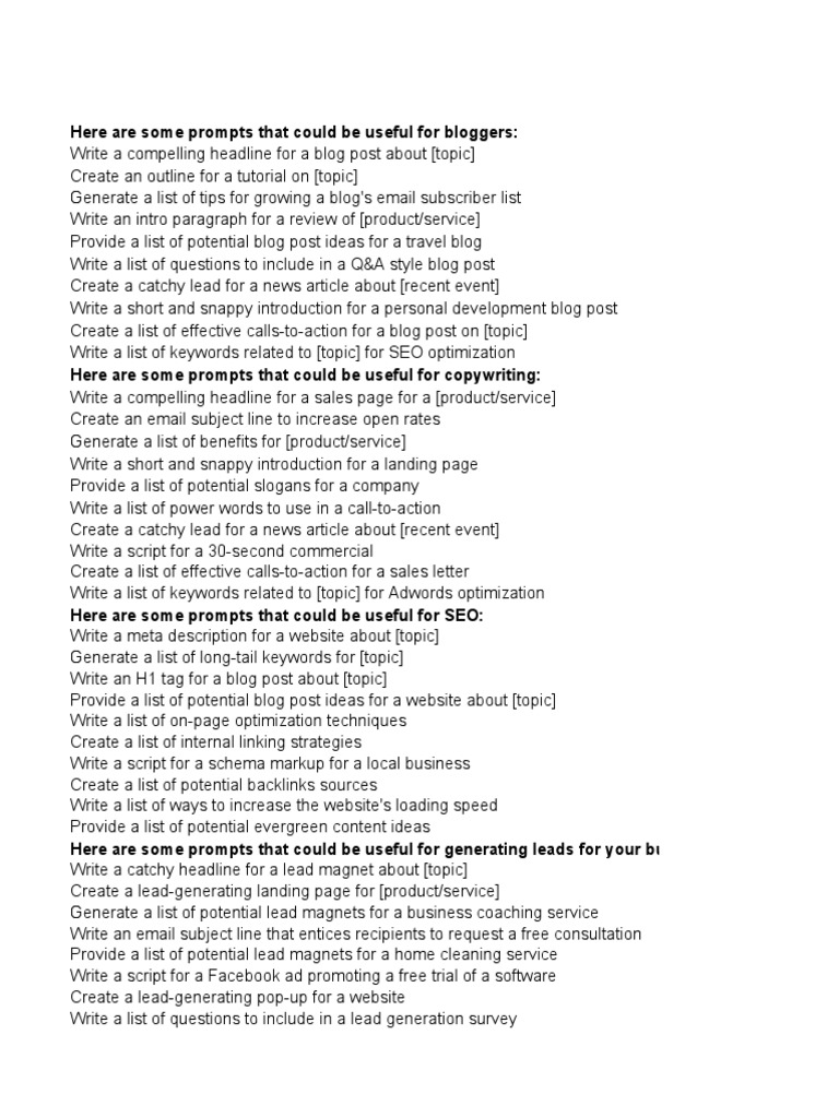 121 ChatGPT Prompts For Internet Marketers | PDF | Search Engine ...