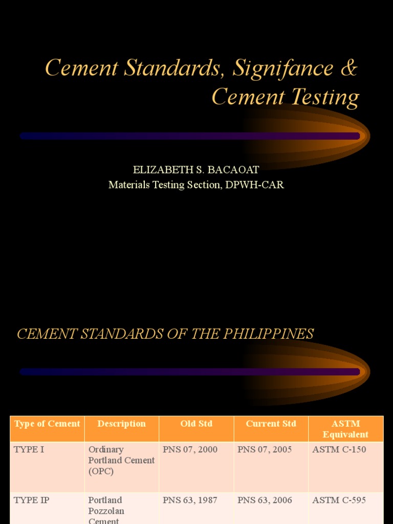 Philippine Cement Standards & Testing | PDF | Cement | Chemical Substances