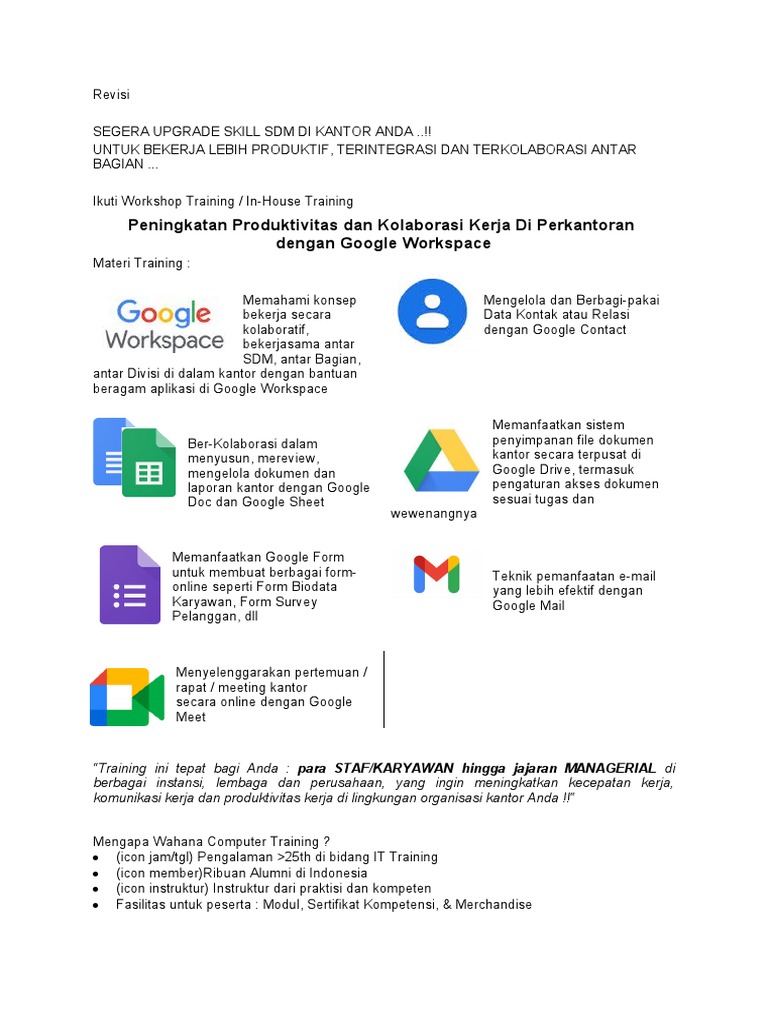 Workshop Google Workspace untuk Produktivitas | PDF