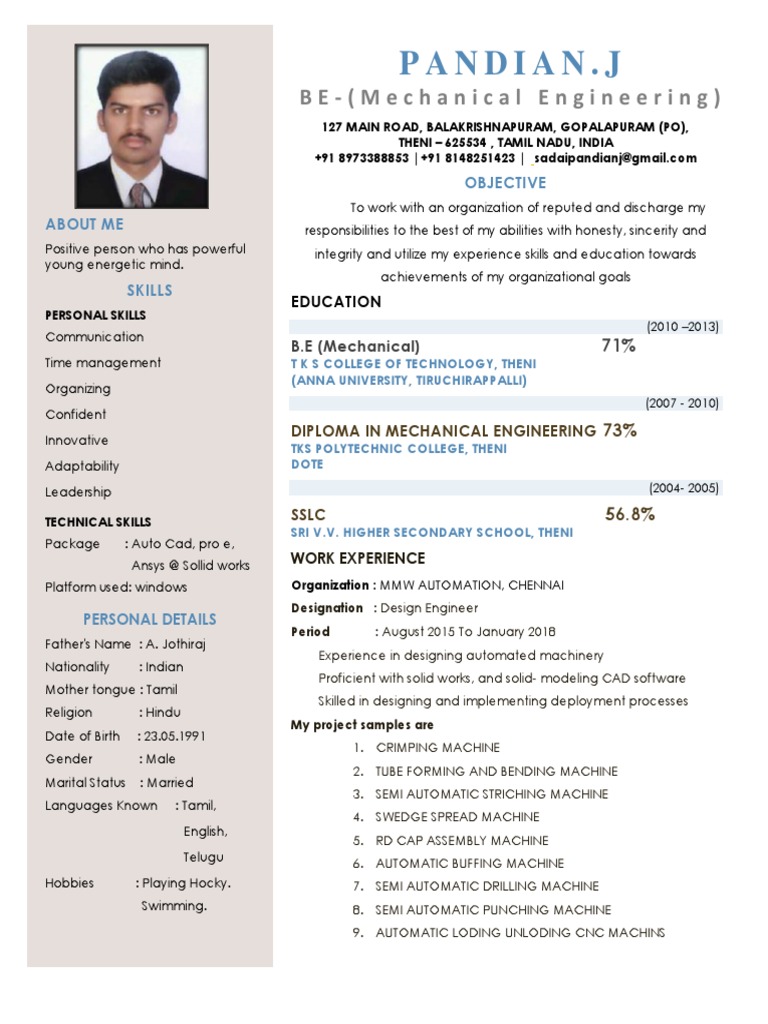 Mechanical Design Engineer Profile | PDF | Mechanical Engineering ...