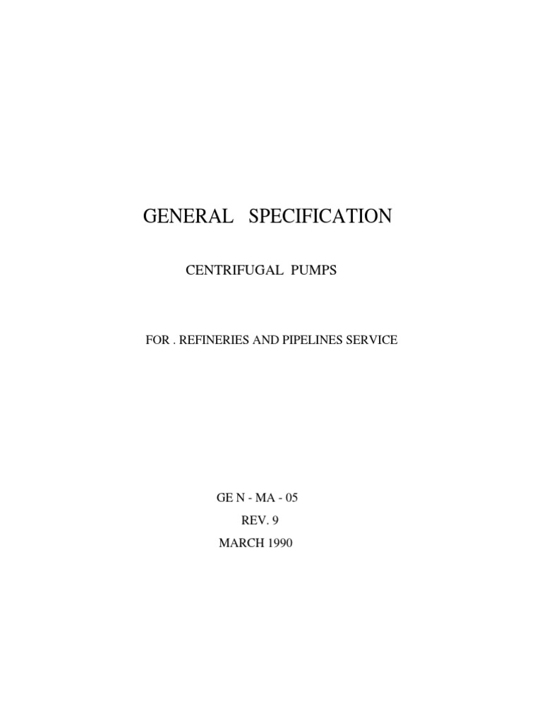 Centrifugal Pump Specifications for Refineries | PDF | Pump | Bearing ...