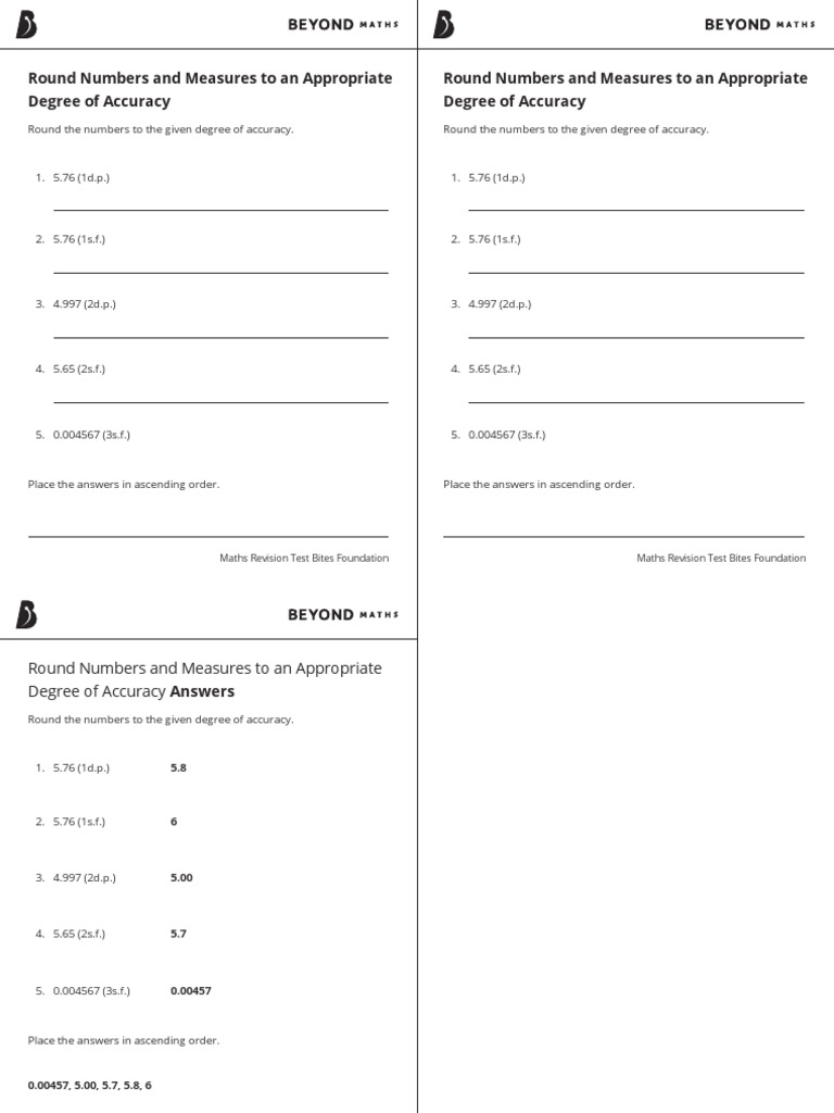 Rounding Numbers: Degree of Accuracy | PDF
