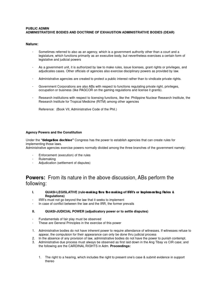 ADMINISTRATDIVE BODIES AND DOCTRINE OF EXHAUSTION ADMINISTRATIVE BODIES