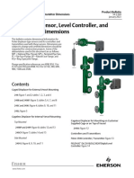 Fisher 249 Sensor, Level Controller, and Transmitter Dimensions