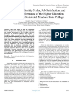 Perceived Leadership Styles, Job Satisfaction, and Teaching Performance of The Higher Education Instructors at Occidental Mindoro State College