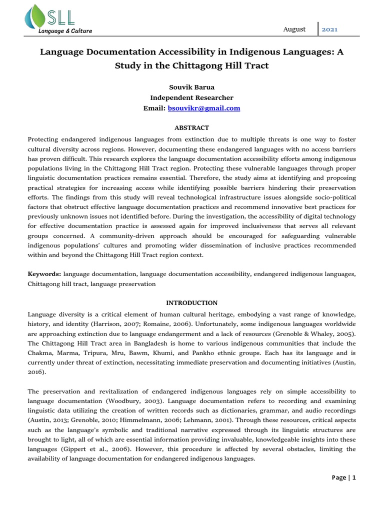 Language Documentation in Chittagong Hill Tract | PDF | Linguistics ...