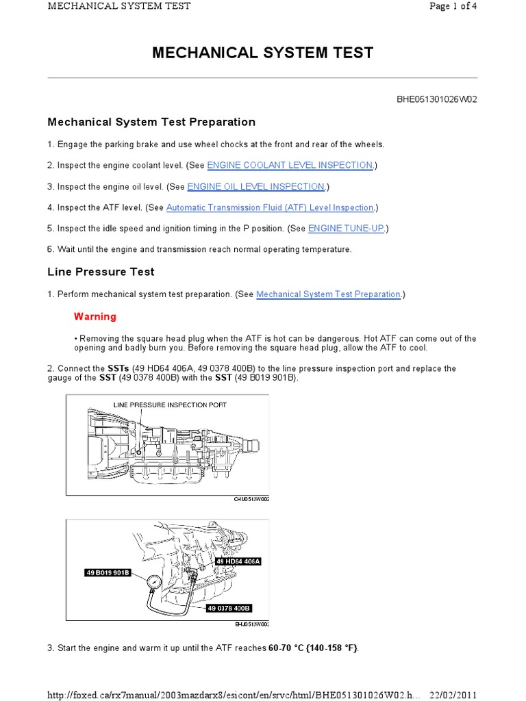 Mechanical System Test Procedures | PDF | Throttle | Automatic Transmission