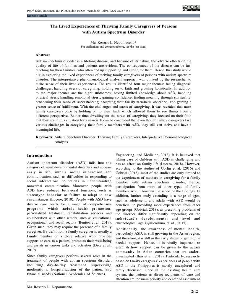 The Lived Experiences of Thriving Family Caregivers of Persons With ...