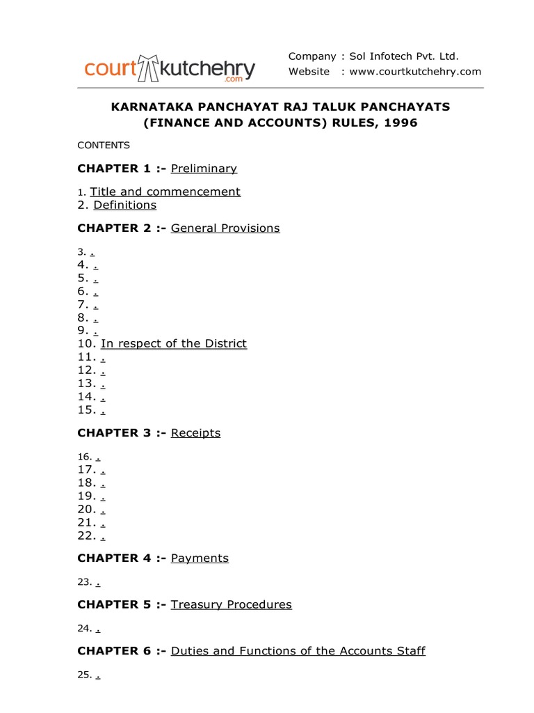 Karnataka Taluk Panchayat Finance Rules | PDF | Cheque | Payments