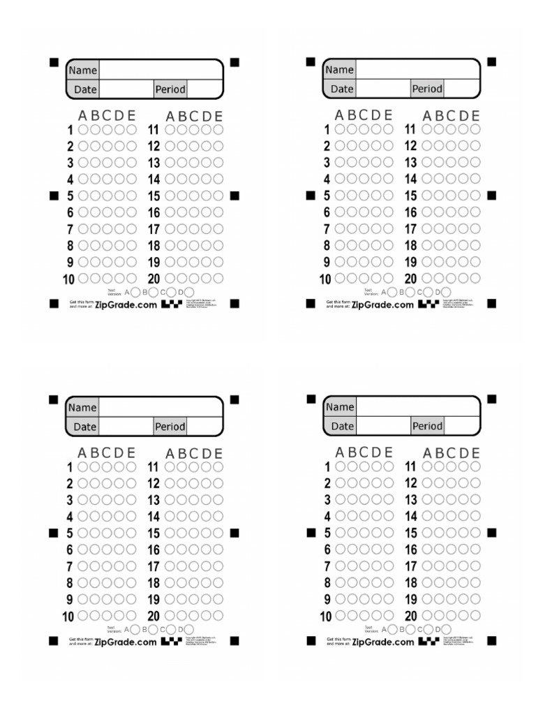 Hoja de respuestas zipgrade pdf