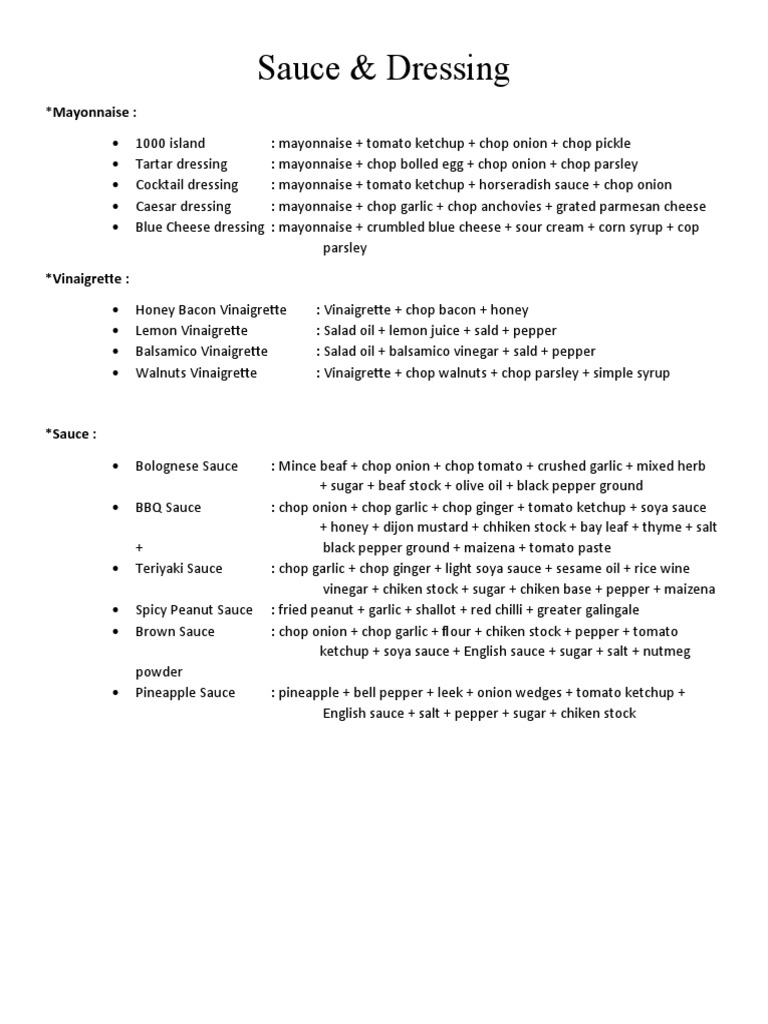 Sauce & Dressing PDF