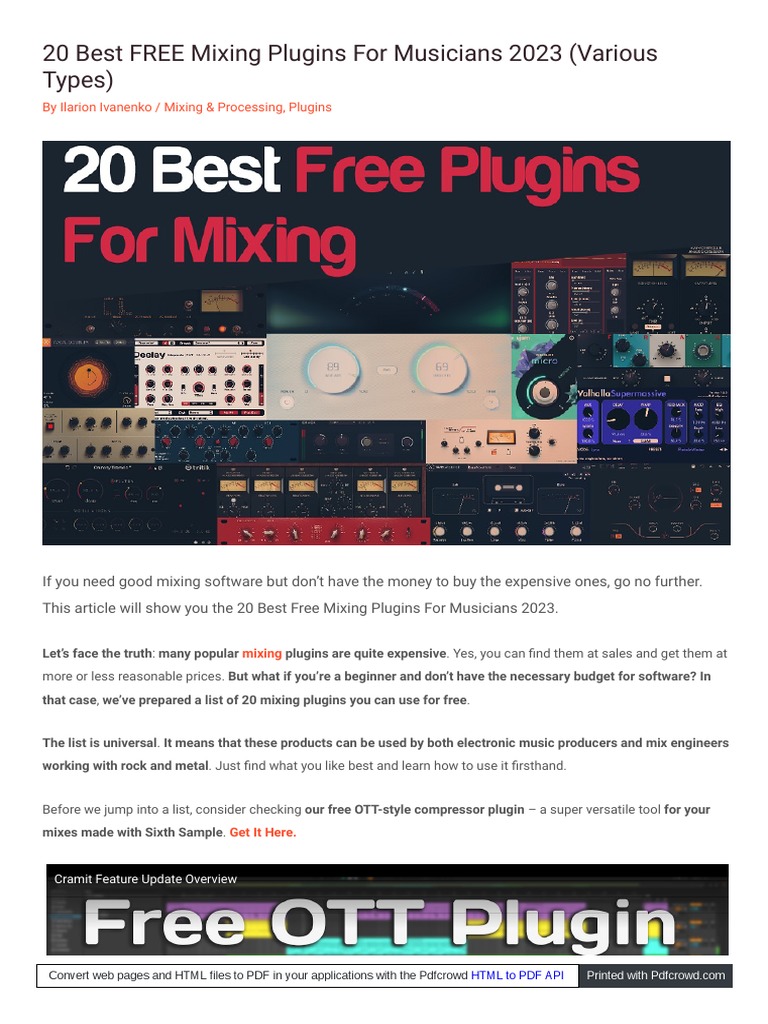 Integraudio Com 20 Best Free Mixing Plugins PDF