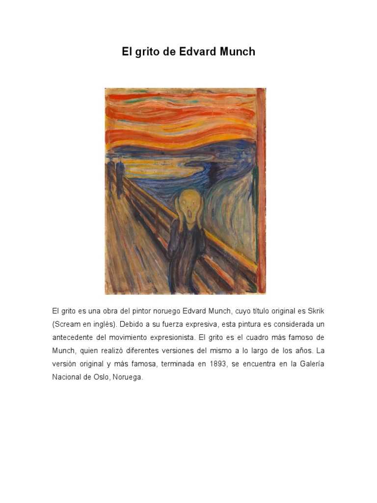 El grito de Edvard Munch: Análisis y Origen | PDF | Pinturas | Estética