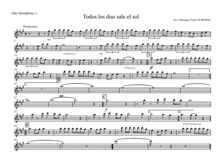 Todos Los Dias Sale El Sol - Alto Saxophone 1 | PDF