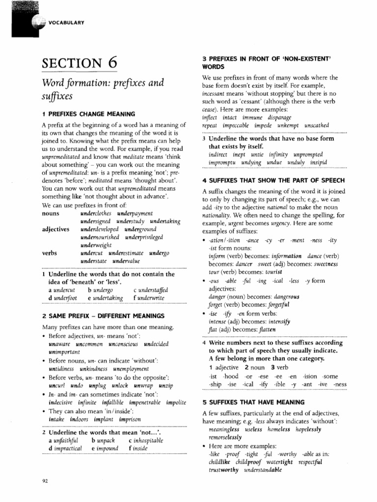 Affixes, synonyms and antonyms | PDF