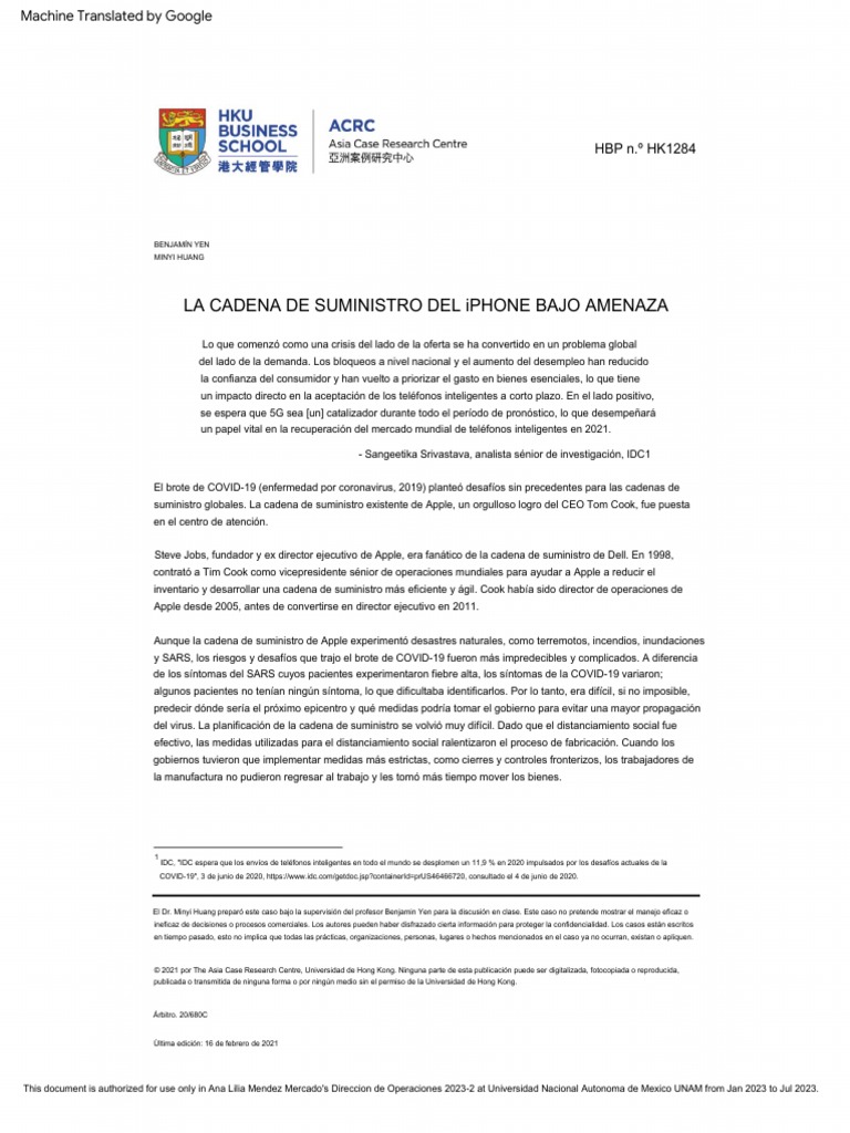 Iphone's Supply Chain Under Threat - ESP | PDF | Apple Inc. | Smartphone