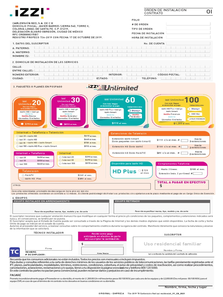 7362019 TV Cablevision Red Izzi Residencial V1 C8 2021 Visual