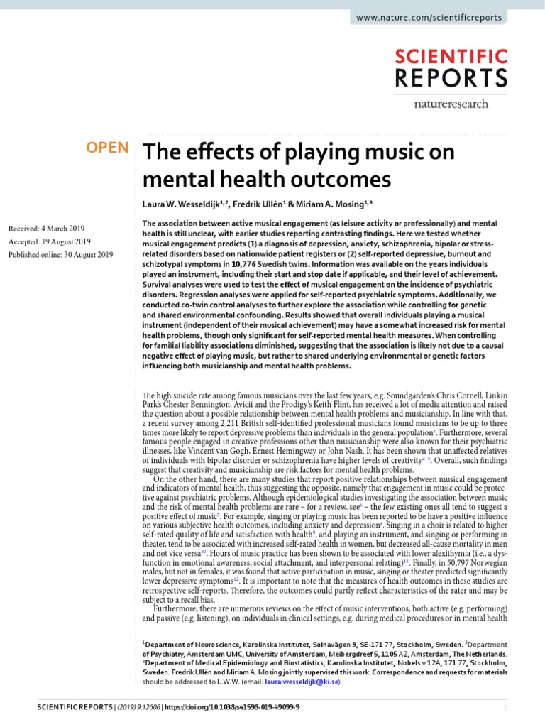 Music and Mental Health | PDF | Mental Disorder | Bipolar Disorder