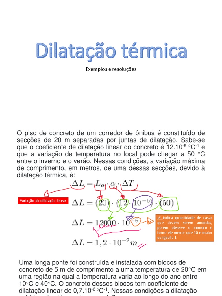 Dilatação Térmica - Exemplos e Resoluções | PDF