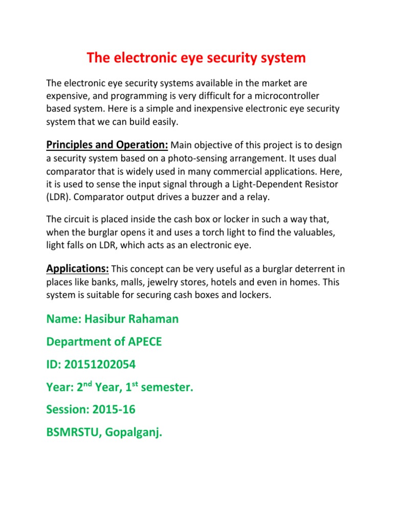 The Electronic Eye Security System PDF