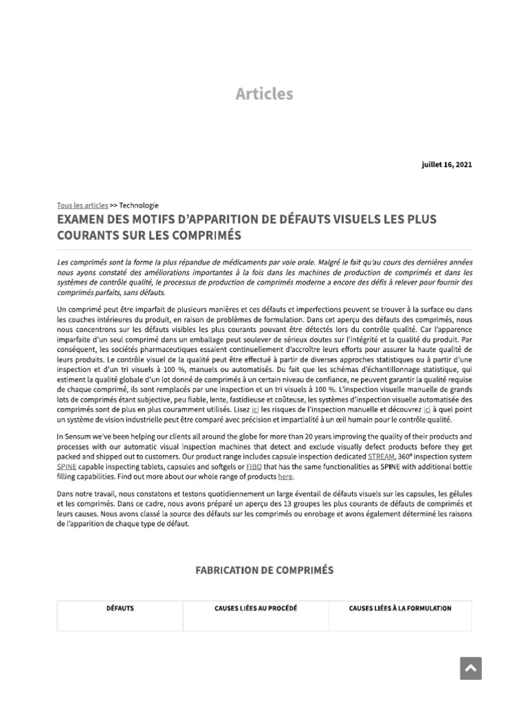 Defauts Comprimés | PDF